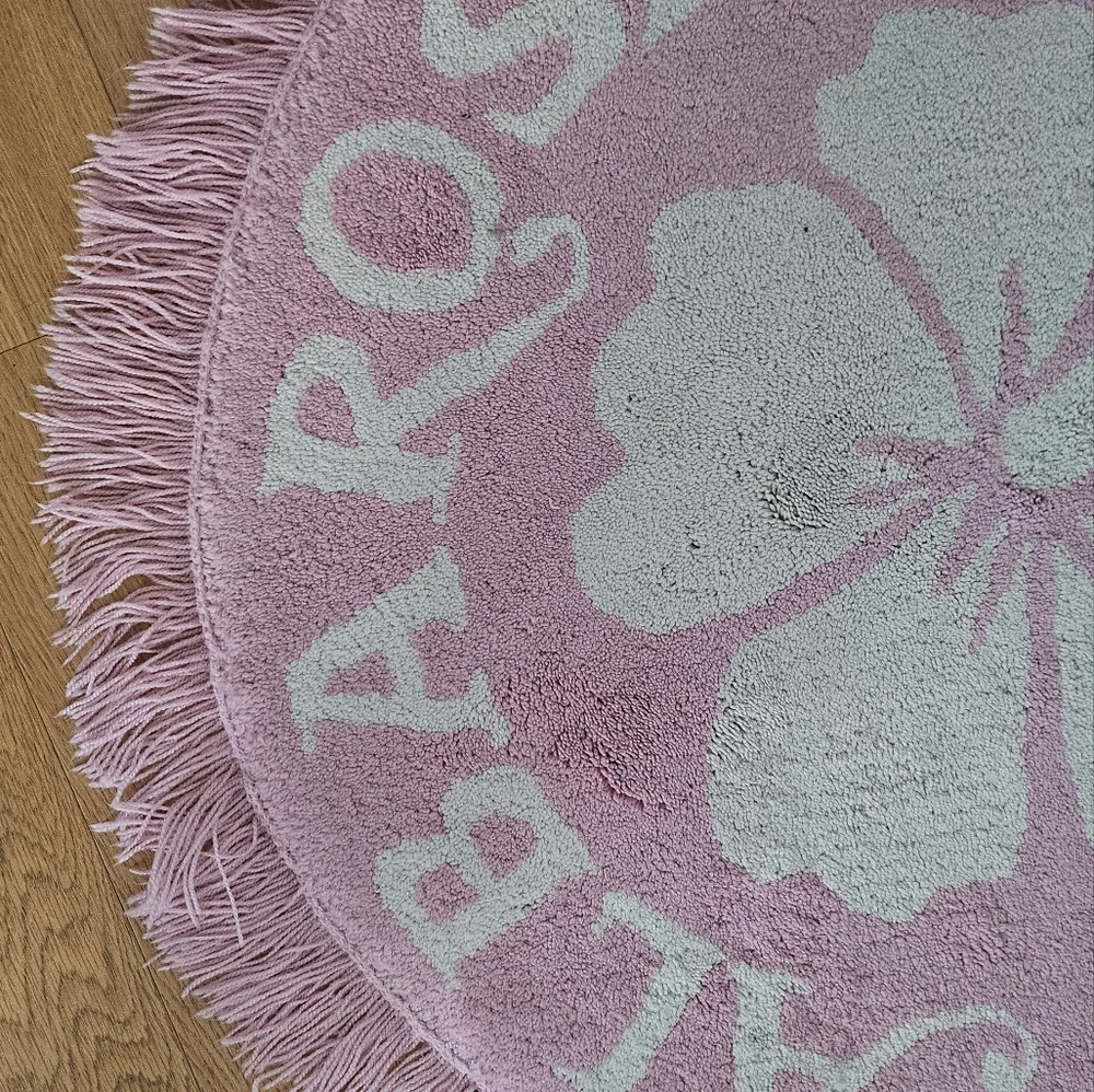 Gyaru Alba Rosa Baby Pink And White Round Mini Rug